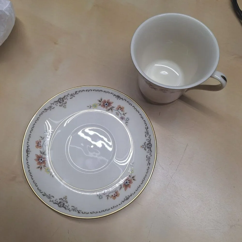 Gorham Long Meadow China Teacup Saucer Replacement 6.4 Inch Gold‎ Flowers USA